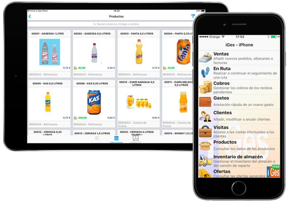 Interfaz de la App iGes en Tablet y Móvil
